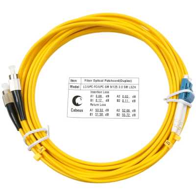 Патч-корд Cabeus FOP(D)-9-LC-FC-5M 2x9/125 OS2 LC дуплекс-FC дуплекс 5м LSZH желтый