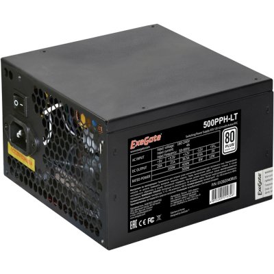 Блок питания ExeGate 500PPH-LT (EX282040RUS), 500Вт, 80 PLUS, 120мм, черный