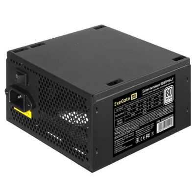 Блок питания ATX EXEGATE 550PPH-LT EX282042RUS 550W, RTL, 80+, black, APFC, 12cm, 24p, (4+4)p, 5*SATA, 3*IDE