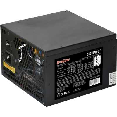 Блок питания ExeGate 650PPH-LT RTL (EX282046RUS), 650Вт, 80 PLUS, 120мм, черный