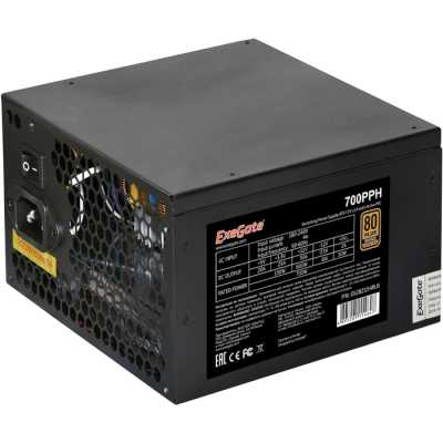 Блок питания ExeGate 700PPH (EX282154RUS-S), 700Вт, 80 PLUS Bronze, 120мм, черный