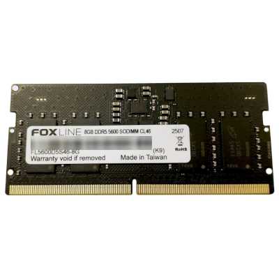 Оперативная память Foxline, DDR5, 8GB (1x8 GB), 5600 MHz, CL46, SO-DIMM