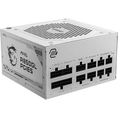 Блок питания MSI MAG A850GL PCIE5 WHITE, 850W, 80 PLUS Gold, полностью модульный, ATX 3.0, PCIE5, RTL белый