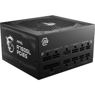 Блок питания MSI ATX 750W MAG A750GL PCIE5 Gen.5 80 PLUS gold (20+4pin) APFC 120мм fan 8xSATA Cab Manag RTL