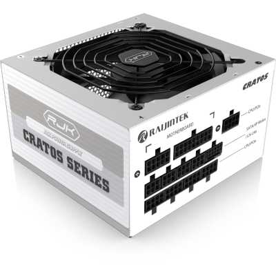 Блок питания Raijintek CRATOS 1200, 1200W 80+ Gold (ATX, 3.1, PCIe 5.1, Full-modular, 1x24(20+4)pin, 2x4+4-pin CPU, 4x6+2-pin PCIe, 1x12V(2x6), 8xSATA3, 4xMolex, Active, 120x120mm, 150x140x86mm, APFC, white)