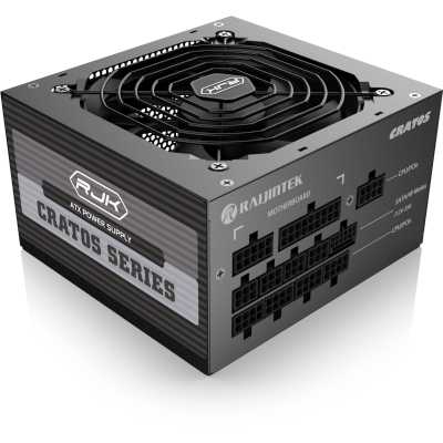 Блок питания Raijintek CRATOS 1000, 1000W 80+ Gold (ATX, 3.1, PCIe 5.1, Full-modular, 1x24(20+4)pin, 2x4+4-pin CPU, 4x6+2-pin PCIe, 1x12V(2x6), 8xSATA3, 4xMolex, Active, 120x120mm, 150x140x86mm, APFC, black)