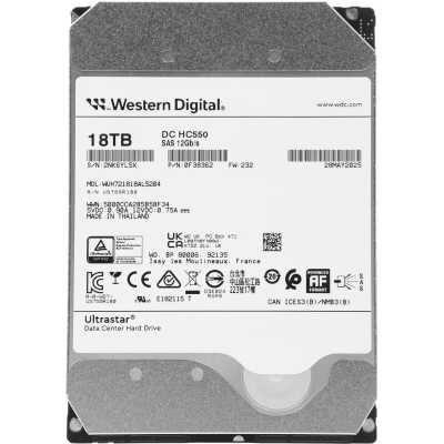 Жесткий диск WD SAS 3.0 18TB 0F38362 WUH721818AL5204 Server Ultrastar DC HC550 512E (7200rpm) 512Mb
