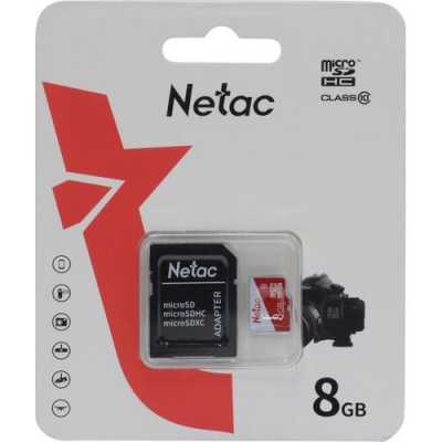 Флеш карта microSDHC 8GB Netac NT02P500ECO-008G-R P500 Eco + adapter