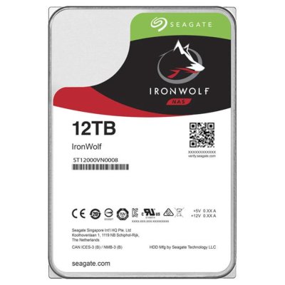Жесткий диск Seagate Ironwolf ST12000VN0008, 12Tb SATA 6.0Gb/s, 7200 rpm, 256mb buffer, 3.5",для NAS