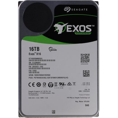 Жесткий диск Seagate 16Tb, ST16000NM002G, SAS Exos X16, 7200 rpm, 256Mb buffer