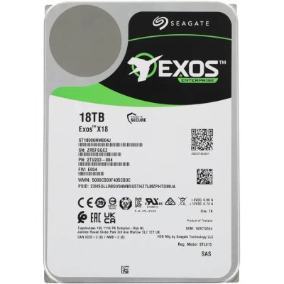 Жесткий диск Seagate HDD Server Exos X18 512E/4kn (3.5'/18Tb/SAS 12Gb/s/7200rpm)