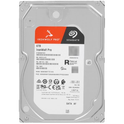 Серверный жесткий диск NAS Seagate IronWolf Pro 6Tb ST6000NT001 512E 3.5" SATA 6Gb/s 7200rpm