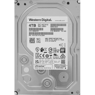 Жесткий диск Western Digital HGST SAS 3.0 4Tb 0B36048 HUS726T4TAL5204 Ultrastar 7K6 (7200rpm) 256Mb 3.5"