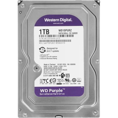 Жесткий диск Western Digital 1Tb Purple, SATA III 5400rpm, 64Mb 3.5