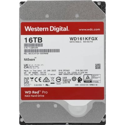 Жесткий диск WD Original SATA-III 16Tb WD161KFGX NAS Red Pro (7200rpm) 512Mb 3.5"
