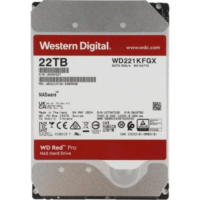 Жесткий диск Western Digital 22Tb 7200 RPM, SATA 6 Gb/s, CMR, 512 MB Cache, 3.5";