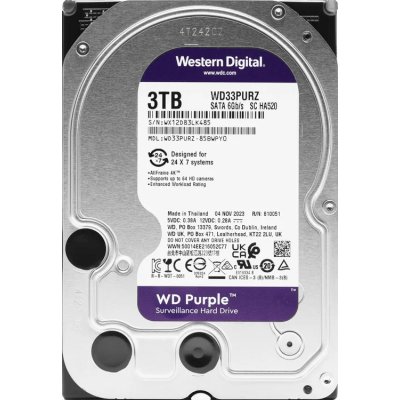 Жесткий диск Western Digital 3Tb WD33PURZ SATA-III Surveillance Purple (5400rpm) 256Mb 3.5"