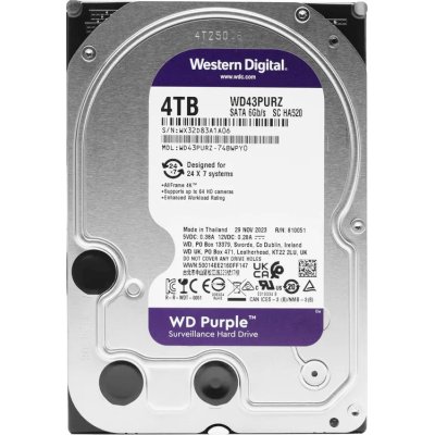 Жесткий диск Western Digital 4Tb 5400rpm Purple SATA III, 256Mb, 3.5"