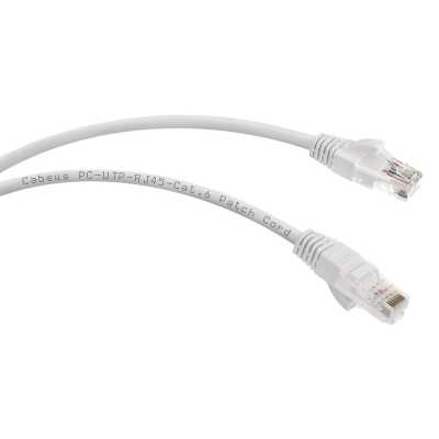 Патч-корд Cabeus PC-UTP-RJ45-Cat.6-5m-WH-LSZH Патч-корд U/UTP, категория 6, 2xRJ45/8p8c, неэкранированный, белый, LSZH, 5м
