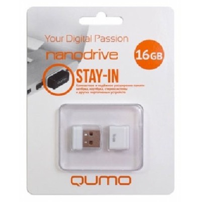 Флешка USB QUMO 16Gb, NANO QM16GUD-NANO-W белый