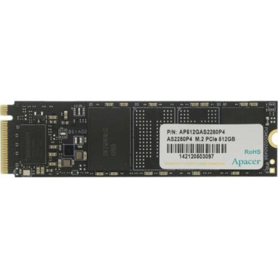 Накопитель SSD Apacer AS2280P4, 512Gb, M.2 2280, PCIe 3.0 x4, NVMe, R/W 2100/1500