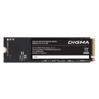 Накопитель SSD Digma Mega P5 DGSM3512GP53T, 512Gb, PCIe 3.0 x4, M.2 2280, NVMe, R/W 2900/2000