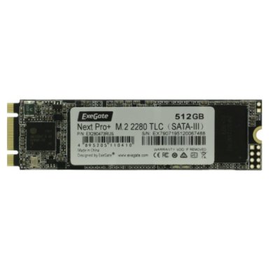 Накопитель SSD ExeGate NextPro+ UV500TS512, 512Gb, M.2 2280, SATA III, R/W 568/500