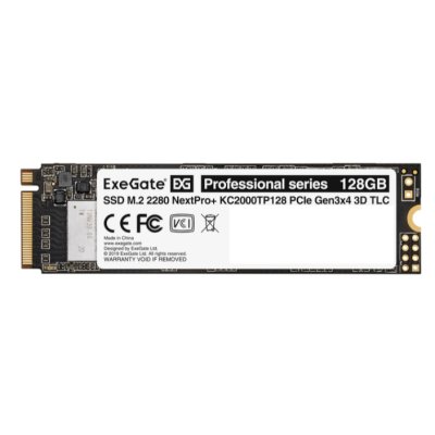 Накопитель SSD ExeGate NextPro+ KC2000TP128, 128Gb, PCIe 3.0 x4, M.2 2280, NVMe, R/W 1200/600