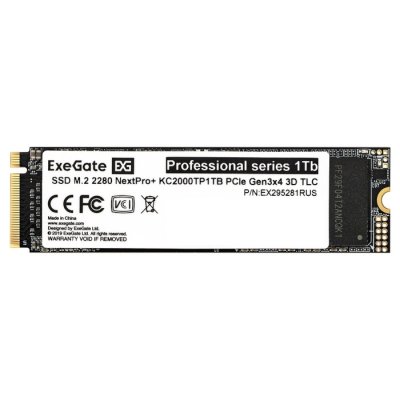 Накопитель SSD EXEGATE NEXTPRO+ KC2000TP1Tb, 1Tb, PCIe 3.0 x4, M.2 2280, NVMe, R/W 1800/1400