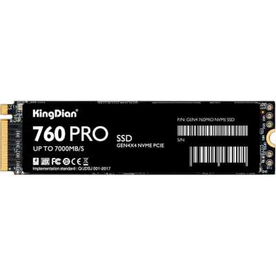 Накопитель SSD KingDian G48 760PRO 1Tb [G48 760PRO NVME M.2-1TB] M.2 2280, PCI-E 4.0 x4, 7000/6000MBs, NVMe, 600TBW