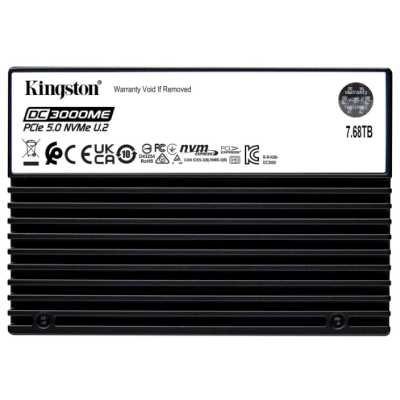 Накопитель SSD Kingston DC3000ME 7680Gb, U.2(2.5" 15мм), NVMe, PCIe Gen 5x4, 3D TLC, R/W 14000/1000Mb/s, IOPs 2 800 000/500 000, TbW 14016, DWPD 1 (12 мес)