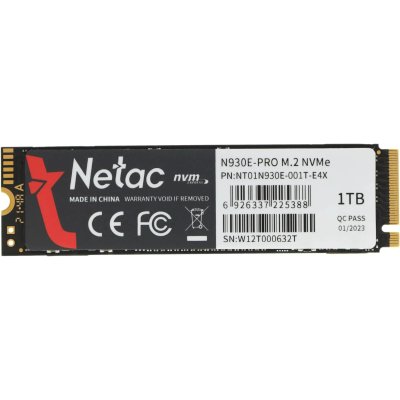 Накопитель SSD Netac N930E Pro, 1Tb, PCIe 3.0 x4, M.2 2280, NVMe, R/W 2130/1720