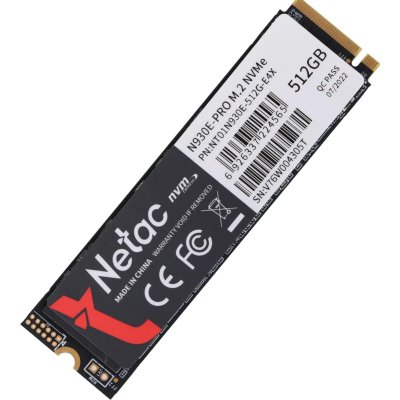 Накопитель SSD Netac N930E Pro, 512Gb, PCIe 3.0 x4, M.2 2280, NVMe, R/W 2080/1700