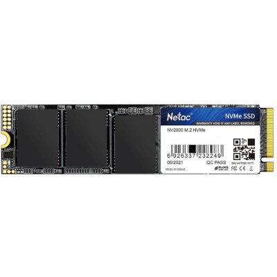 Накопитель SSD Netac NV2000, 256Gb, PCIe 3.0 x4, M.2 2280, NVMe, R/W 2500/1000
