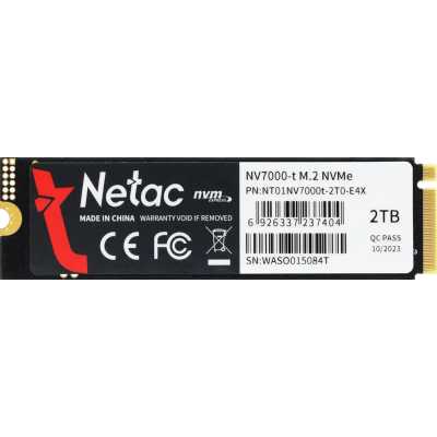 Накопитель SSD Netac NV7000-T, 2Tb, M.2 2280, PCIe 4.0 x4, NVMe, R/W 7300/6700, с радиатором