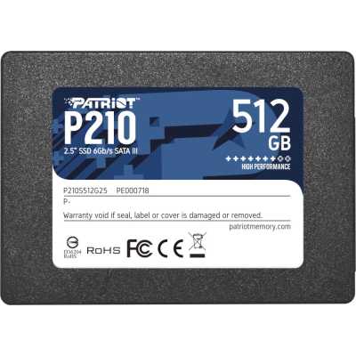Накопитель SSD Patriot P210, 512Gb, SATA III, 2.5", R/W 520/430