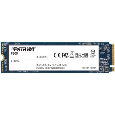 Накопитель SSD Patriot P300, 128Gb, PCIe 3.0 x4, M.2 2280, NVMe, R/W 1600/600