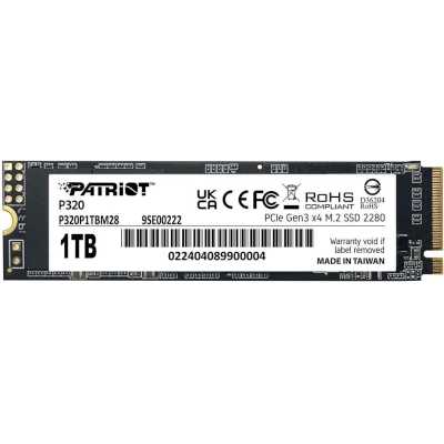 Накопитель SSD Patriot P320, 1Tb, PCIe 3.0 x4, M.2 2280, NVMe, R/W 3000/2200