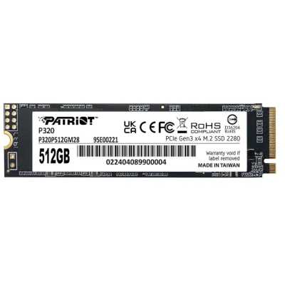 Накопитель SSD Patriot P320, 512Gb, PCIe 3.0 x4, M.2 2280, NVMe, R/W 3000/2200