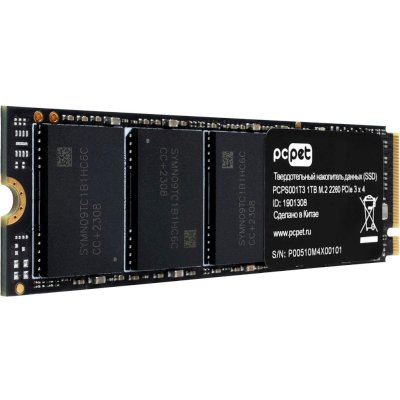 Накопитель SSD PC PET PCPS001T3, 1Tb, PCIe 3.0 x4, M.2 2280, NVMe, R/W 2000/1600