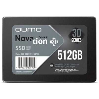 Накопитель SSD QUMO Novation 3D, 512Gb, SATA III, 2.5", R/W 530/500