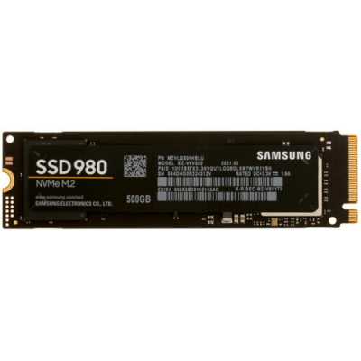 Накопитель SSD Samsung 980 MZ-V8V500BW, 500Gb, PCIe 3.0 x4, M.2 2280, NVMe, R/W 3100/2600