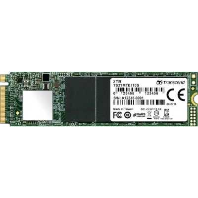 Накопитель SSD Transcend SSD MTE110S, 2048Gb, M.2(22x80мм), NVMe, PCIe 3.0 x4, 3D TLC, R/W 2500/1700Mb/s, IOPs 200 000/250 000, TBW 800, DWPD 0.2 (12 мес.)