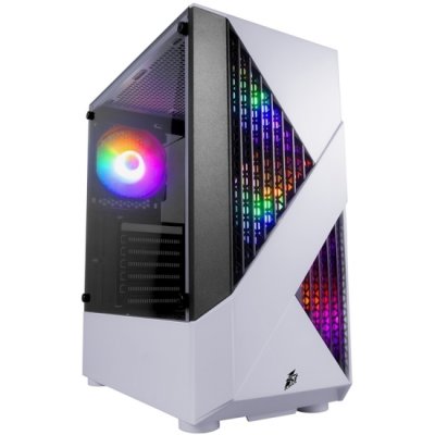 Компьютерный корпус 1STPLAYER FIREROSE F3-A белый, ATX, TG, 4x120мм LED fans inc.