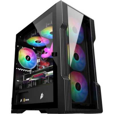 Компьютерный корпус 1STPLAYER TRILOBITE T3-G Black, mATX, TG, 4x 120мм LED fans inc.