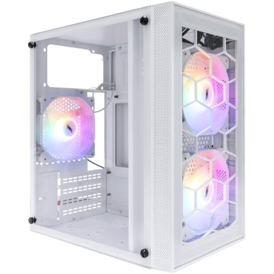 Компьютерный корпус 1STPLAYER FIREBASE X1 белый, mATX, 3x120мм LED fans
