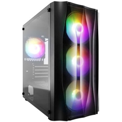 Компьютерный корпус 1STPLAYER FIREBASE X3-M Black, mATX, TG, 4x120мм LED fans inc.