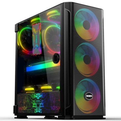 Компьютерный корпус SOEYI "AX1-B10 SOEYI ATX case with черный coating front panel with flat small mesh, without"