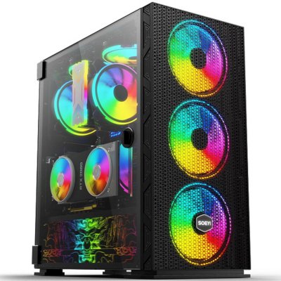Компьютерный корпус SOEYI "AX8-B20 SOEYI ATX case with черный coating front panel with flat bigger mesh, without"