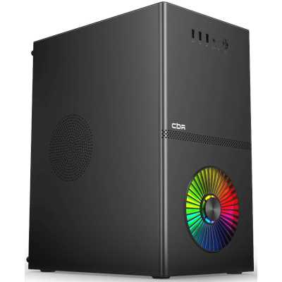 Корпус CBR mATX Minitower V867, без БП, 1*USB 3.0, 2*USB 2.0, HD Audio+Mic, Rainbow Fan, Black [PCC-MATX-V867-WPSU]